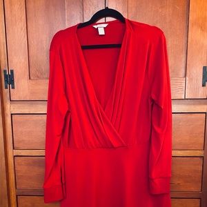 open lace back dress Berrylush Women Solid Red V-Neck Flared Maxi Dress